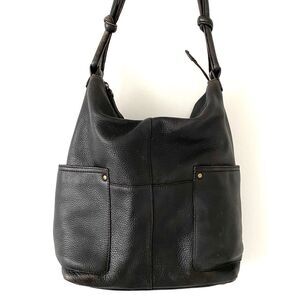 Eddie Bauer Dark Brown leather hobo shoulder bag Pockets Casual Boho Chic Office
